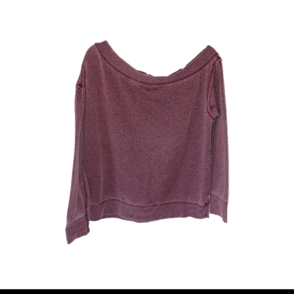 Maurices Oversized Off The Shoulder Wine Color Sweatshirt Medium - Picture 6 of 10